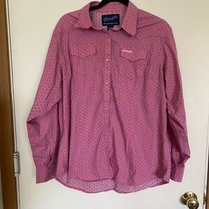 Pink wranglers, western shirt, XXL button down pink and white